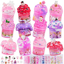 12 Pack Slimes, Pink Slime Kids, Cloud Slime kit for Girls Ages 8-12, Toys for Girls and Boys, for Kids Slime Set Party kit Goodie Bag Stuffers, 4 5 6 7 8 9 10 Year Old Girl Birthday Gift Cute Stuff