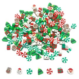 100 Pcs Christams Polymer Clay Beads Mixed Heishi Spacer Beads Supplies for DIY Bracelet Earring Necklace Jewelry Making