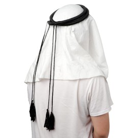 NICEYEA Arab Muslim Scarf Wrap/Aqel Rope Arabian Headwear Keffiyeh Kafiya Wrap Headwear Head Wraps Igal Main Dress Arab No Matter Agal Desert Cable Hat Head Ring for Saudi Arabia Dubai UAE Travel, 54