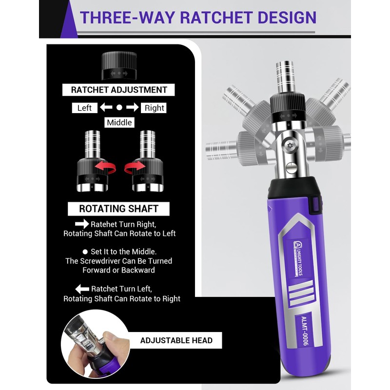 Ratchet Screwdriver Set, 14-in-1 Multi Bit Screwdriver Set, 180° Pivoting