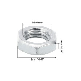 PATIKIL M8 x 1.0 Steel Hex Nuts, 60 Pack, Metric Thread, Galvanised Fittings, Nuts, Screw Bolts, Mounting Parts for Lamps, Machines, Repair, 4 mm Height