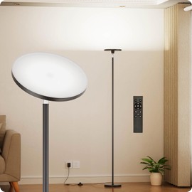 Nukanu Dimmable Floor Lamp with Remote，Floor Lamps for Living Room Bedroom Office，Adjustable Brightness (10%-100%) and Color Temperature (3000k- 6000k)，Standing Lamp Tall Lamp with Foot Switch