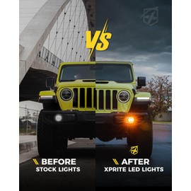 Xprite Ultra 300% Bright 60W LED Fog Lights w/DRL Compatible with 2018-2025 Jeep Wrangler JL JLU & 2020+ Gladiator JT, DOT, 6500K, Plug N Play, Front Bumper Fog Lamp with 2 Mounting Brackets, Amber