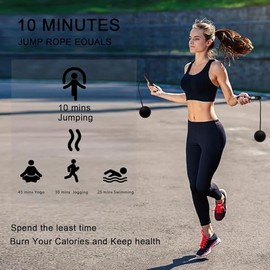 Jump Rope with Counter, 2 in 1 Weighted Cordless & Corded，Smart LCD Display Tracks Calories, Time & Jumps，Adjustable Length with Steel Ball Bearings f