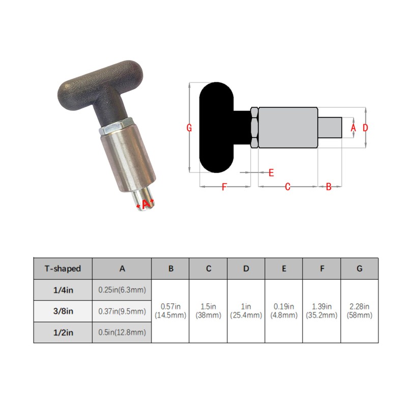 Handle Locking Spring-Loaded Pull pin, Welded Steel Body Column Positioning