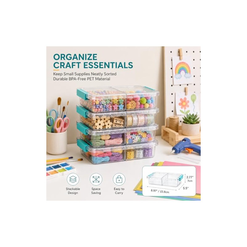 Vtopmart - Caja de lápices apilable transparente de 1.5 cuartos