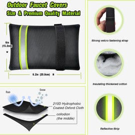 Outdoor Faucet Covers for Winter Freeze Protection 4 Pack 6" W x 8.2" H Pipe Wrap Insulation Cover Socks Hose Bib Covers Winter Faucet Cover Socks for Various Faucet Spigot (Black)