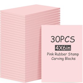 Frienda 30 Pack 4"x6" Rubber Carving Blocks Rubber Stamp Carving Linoleum Blocks for Printmaking, Printing, DIY Craft Project Soft Stamp for Beginners and Professional(Pink)