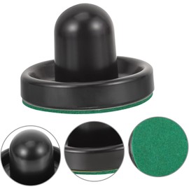 MOUJUCHI Air Hockey Pushers, 60mm Light Weight Air Hockey Red Replacement Pucks & Slider Pusher Goalies for Game Tables, Accessories, Equipment (2 Striker, 4 Puck Pack)-Black