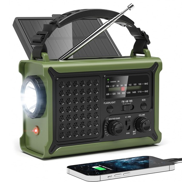 12000mAh/44400mWh Emergency Radio-NOAA Approved Weather Radio with AM/FM Portable Solar