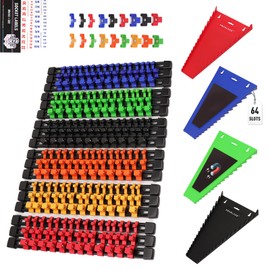 22-Piece Socket Organizer & Magnetic Wrench Organizer Set, 1/4", 3/8", 1/2" Drive Socket Holder, Total 64 Slots Metric & SAE Magnetic Wrench Holder (Socket, Wrenches not Included)