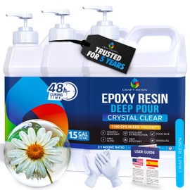 CRAFT RESIN 1.5 Gallon Crystal Clear Deep Pour Epoxy Resin Kit with Pumps - Food Safe & UV Resistant Best for DIY, Art, River Table, Wood, Flower, Mold Casting Resin Epoxy Kit - for Beginners & Pros