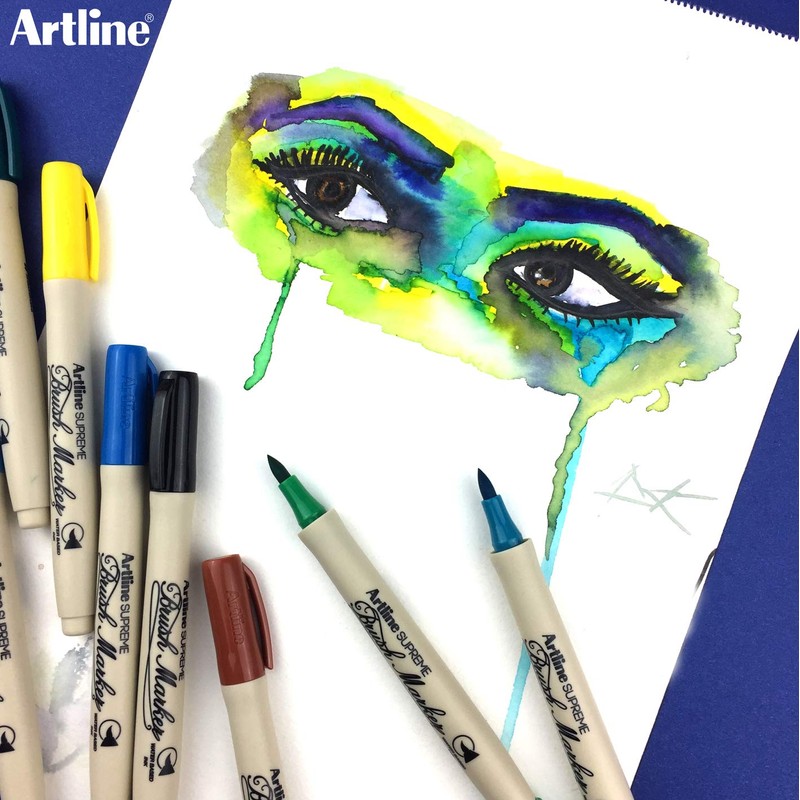 artline Royal Blue Supreme Brush Marker Pen