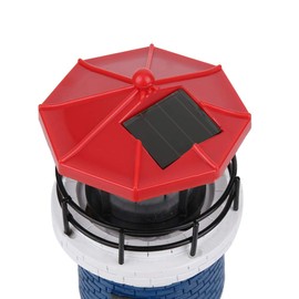 Joyzan Solar Lighthouse, Automatic Rotating Waterproof LED Light Garden Lamp without Wiring Outdoor Ornament Decoration for Garden Patio Lawn Pond [Red, Blue and White]