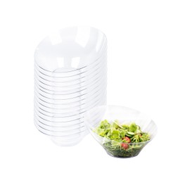 Party Bargain Angled Plastic Bowls - [16 Pack] Clear, Heavy-Duty Premium Quality Small Serving Bowl, Excellent for Weddings, Baby & Bridal Showers, Parties & More
