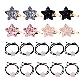 8 Pieces Of Star Hair Clips And 10 Pieces Of Hair Ties, Cute Shiny Hair Clips, Children'S Hair Accessories, Metal Hair Clips, Hair Accessories