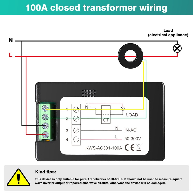 Jadeshay Multimeter Digital Voltmeter Ammeter KWS-AC301 0-100A Digital Electricity Meter