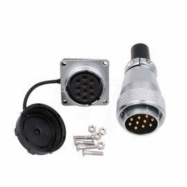 HangTon WS28 10 Pin Aviation Circular Power Electrical Connector Male Cable Plug + Female Panel Socket Dustproof Heavy Duty Industrial Metal Corrosion Resistance 25A 500V