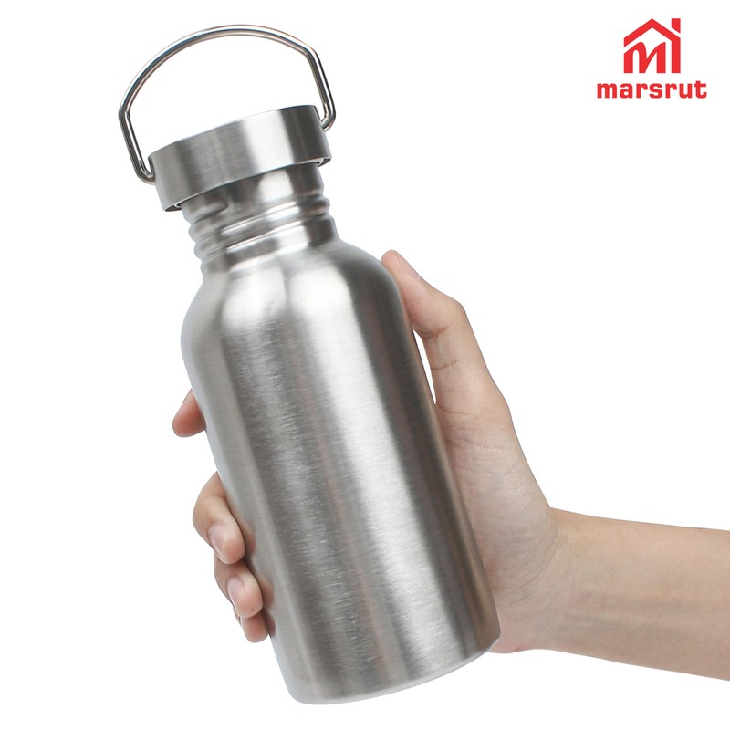 Uninsulated Stainless Steel Water Bottle, Single Wall, with Carrying Loop,