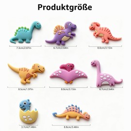 THXFUNAREA Set of 8 Great Dino Magnets for the Fridge, Cute Dinosaur Figures as Magnets, Strong Adhesion, Colourful Animal Magnets as Decorative Gift