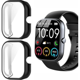 Blueshaweu for uaue Smart Watch Case, Soft Slim TPU All Around Protective Shell Anti-Scratch Bumper Cover Case Compatible with uaue T60,Dyurwa T60,CASCHO T60,Matast T60 1.91" Smartwatch (Black+Black)