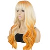 onemily Orange Wig with Bangs for Women 26 Inch Long