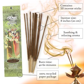 Prabhuji's Gifts Hari, Mayapur Hand-Rolled Spiritual Incense Sticks - Aromatic Sticks - for Meditation, Yoga, Relaxation, & Aromatherapy Incense - 2 Packs of 10 Sticks with Wooden Burner