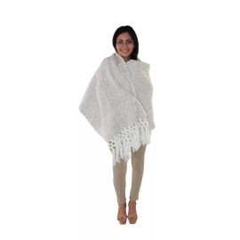 Handmade Beige & White Mexican Rebozo Scarf - Shawl Wrap
