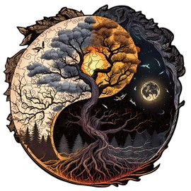 Wooden Puzzle Adults, Tree of Life Wooden Puzzles 200 Pieces, Unique Animal Shape Wooden Puzzle, Creative Christmas Gifts for Teenagers and Adults, Diamond Painting Set