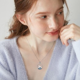 AINFQY Octopus / Stingray / Sea Turtle / Wave Necklace Pendant for Women 925 Sterling Silver Turquoise Necklace Moonstone Ocean Jewellery Gift, Sterling Silver