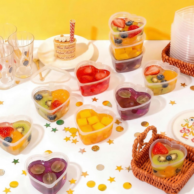 50 Sets 1.5 oz Heart Shaped Jello Shot Cups with