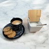 Ceramic Salt Jar with Bamboo Lid Square 8.8 x 8.8