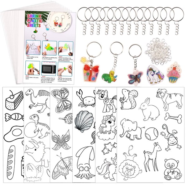 Natonhi Heat Shrink Plastic Sheets Kit 145Pcs Shrink Art Kit