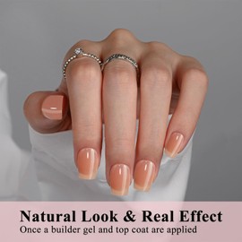 SXVME Soft Gel Nail Tips Short Square Gel X Nails, 300Pcs Pre-applied Tip Primer Gel X Nail Tips, Natural Nude Colored Gel Tips Acrylic Fake Nails Extensions False Nails Press ons for Easy DIY