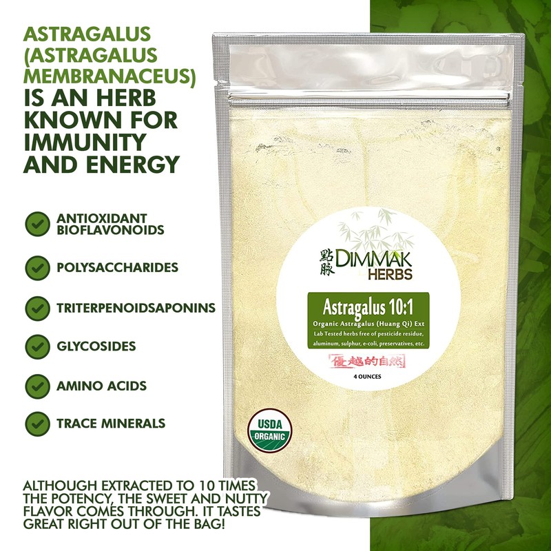 Dimmak Herbs Organic Astragalus Root Extract 10:1 Powder (Ultra Potent
