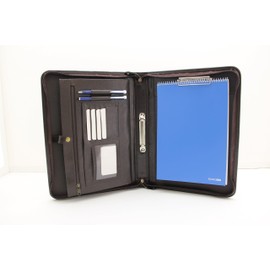 Pu Business Leather Portfolio A4 Presentation Padfolio A4 Conference Folder 2 Ring binder Organiser (Brown)