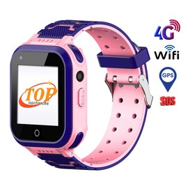 MIFXIN 4G Kids Smart Watch GPS Tracker Smartwatch Phone w 2-Way Call Camera Alarm SOS WiFi Water Resistant Touch Screen Wrist Watch for Boys Girls Age 3-12Y Children Birthday Gift (Pink)