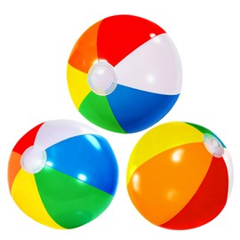 WSepascI Beach Balls, 3 Pack Rainbow Beach Ball, 20 Inch Large Rainbow Inflatable Pool Beach Balls for Swimming Pool Water Games Summer Beaches Party Decorations Supplies