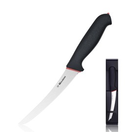 HALSENX Professional 6 Inch Curved Stiff Boning Knife -Non-Slip SoftGrip Handle Meat Knife for Deboning, Filleting