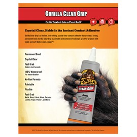 Gorilla Clear Grip Contact Adhesive, Waterproof, 3 ounce, Clear, (Pack of 3)