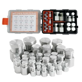 legines 72 Pcs Hydraulic Hose Caps and Plugs Kit, NPT Cap and Plug Assortment Kit, Heavy Duty Seal Adapter Kit with Precision Threads, Steel Flare Fitting Set, Dash Sizes 2 4 6 8 12 16