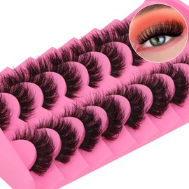 Mink Lashes Fluffy Wispy False Eyelashes 15mm Natural Thick Volume Fluffy Curl Fake Eyelashes 9 Pairs by Yawamica Black