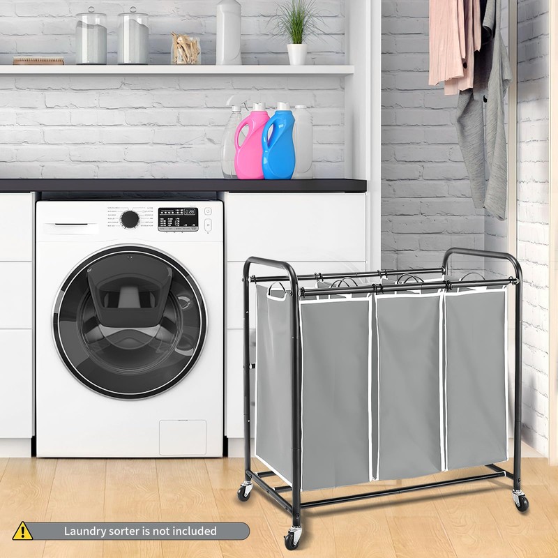 Jhua 3 Pack Large Laundry Sorter with 6 Handles, 600D