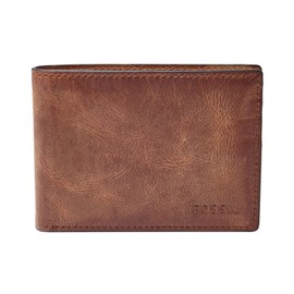 Fossil Wallet for Men Derrick, - 100% Leather Bifold brown 11 cm L x 1.5 cm W x 7.5 cm H ML3709200