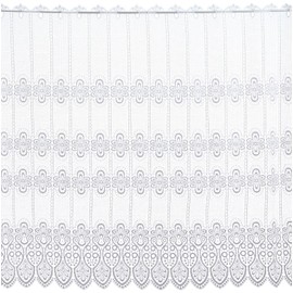 Plauener Spitze by Modespitze 68450_112_w Short Curtain with Plauener Spitze Design 100% Polyester, Height 112 cm, White Breite 144 cm white