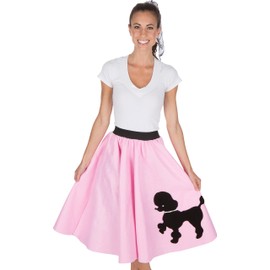 Adult Poodle Skirt with Musical Note Printed Scarf Light Pink One Size
