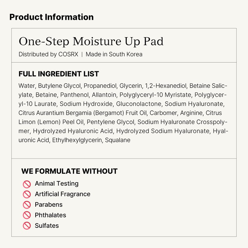 COSRX One Step Moisture Up 70 Pads 20 ml Gentle