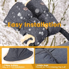 Orzbow Faux Sheepskin Pushchair Hand Muff,Fleece Pram Gloves Stroller Mittens,Warm Buggy Hand Warmer,Winter Waterproof Windproof Anti-Freeze Extra Thick Handmuff for Pram Accessories (Dark Grey)