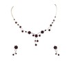 Faship Gorgeous Burgundy Rhinestone Crystal Floral Necklace Earrings Set