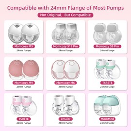 Flange Inserts for Medela,Spectra 24mm Shields/Flanges,Willow Wearable Cups Compatible with TSRETE,CPPSLEE,Momcozy S9/S12 Wearable Breast Pump (8pcs-12mm Flange Insert)
